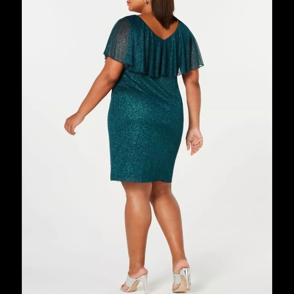 Formal Short Cocktail Plus Size 16W 22W Dress Overlay Green Gown CONNECTED - Picture 5 of 7